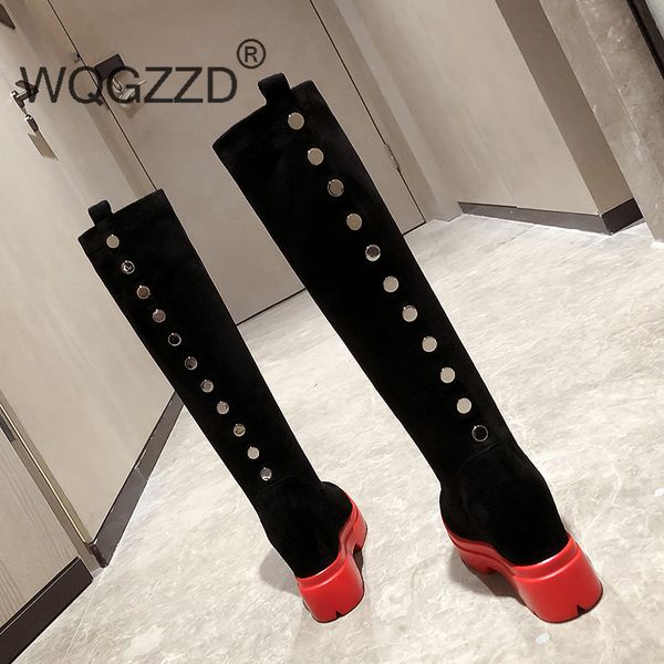 hollywood movie star high boots women's shoes sheep suede metal rivets keep warm thick bottom stretch knee-high boots, Black
hollywood movie star high boots women's shoes sheep suede metal rivets keep warm thick bottom stretch knee-high boots, Black