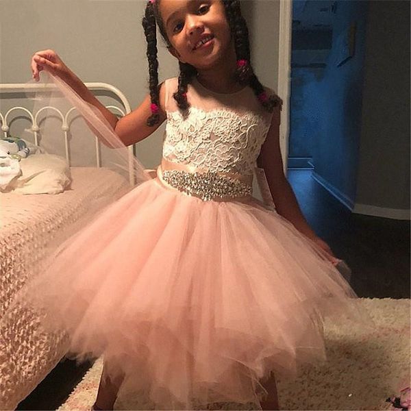 cute blush flower girls dresses for wedding party sheer neck ruffles tulle crystal rhinestones ribbon first communion dress q48, White;blue
cute blush flower girls dresses for wedding party sheer neck ruffles tulle crystal rhinestones ribbon first communion dress q48, White;blue