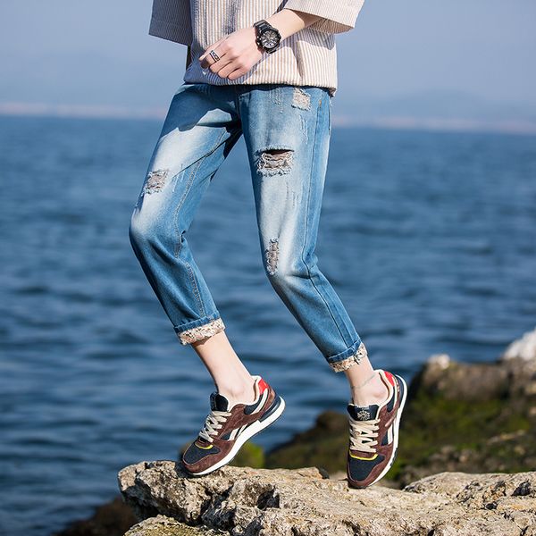 2019 spring new casual jeans men male stretch holes ripped slim fit wild feet blue pencil pants ankle length denim trousers
2019 spring new casual jeans men male stretch holes ripped slim fit wild feet blue pencil pants ankle length denim trousers