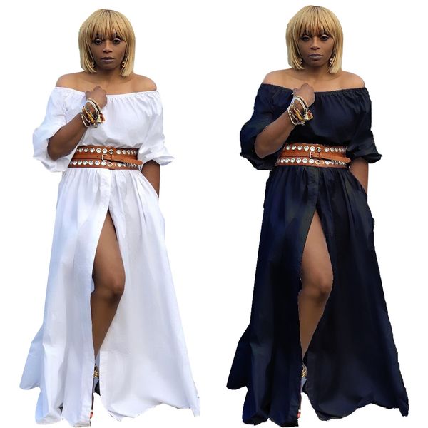 Women Bateau Maxi Dresses Front Spilt Summer Party Dress in 2 Colors Fashion Off Shoulder Shirt Dress
Women Bateau Maxi Dresses Front Spilt Summer Party Dress in 2 Colors Fashion Off Shoulder Shirt Dress