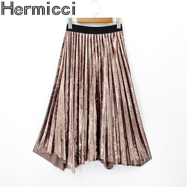 new 2019 autumn winter high waisted metaillic skirts female velvet maxi skirt vintage pleated irregular skirt, Black
new 2019 autumn winter high waisted metaillic skirts female velvet maxi skirt vintage pleated irregular skirt, Black