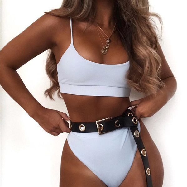 2020 europe and the united states new high waist bikini explosions split ladies swimsuit solid color bikini, White;black
2020 europe and the united states new high waist bikini explosions split ladies swimsuit solid color bikini, White;black