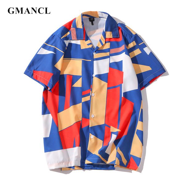 men streetwear loose geometric printed harajuku beach short sleeve shirts summer thin male hawaiian casual shirts, White;black
men streetwear loose geometric printed harajuku beach short sleeve shirts summer thin male hawaiian casual shirts, White;black