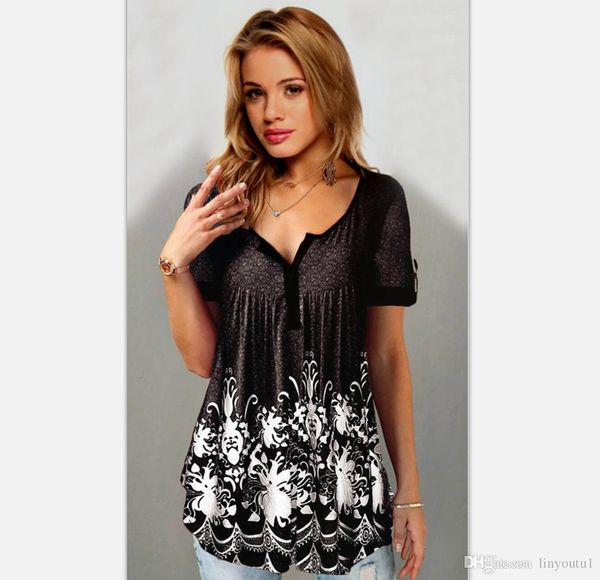 women clothes 2019 casual buttons short sleeve elegant ethnic printed floral shirt mujer t shirt femme v neck femme, White
women clothes 2019 casual buttons short sleeve elegant ethnic printed floral shirt mujer t shirt femme v neck femme, White