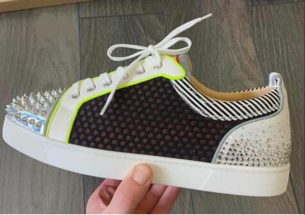 mesh leather spikes junior red bottom sneakers shoes for women,men exquisite casual walking red sole shoes with box, Black
mesh leather spikes junior red bottom sneakers shoes for women,men exquisite casual walking red sole shoes with box, Black