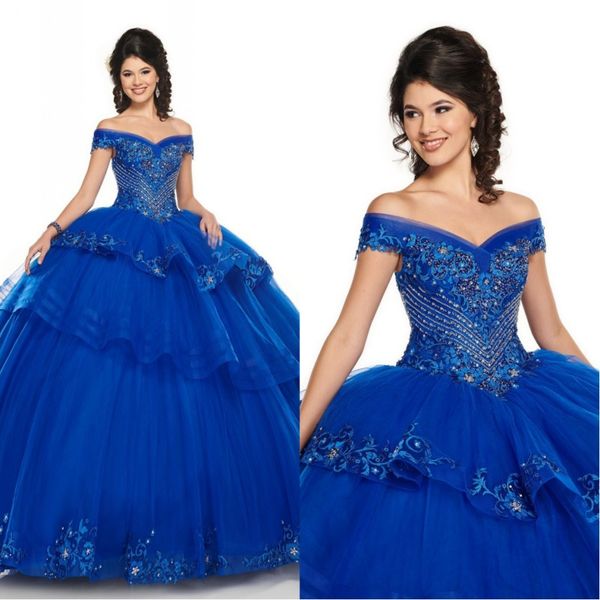 modern 2020 cinderella embroidery beaded crystal quinceanera ball gown sweet 16 dresses off shoulder beaded crystal tiered tulle prom gowns, Blue;red
modern 2020 cinderella embroidery beaded crystal quinceanera ball gown sweet 16 dresses off shoulder beaded crystal tiered tulle prom gowns, Blue;red
