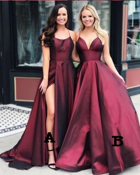 custom made burgundy prom evening gowns 2019 slit v-neck satin prom dress formal party elegant special occasion dress girls robes, Black
custom made burgundy prom evening gowns 2019 slit v-neck satin prom dress formal party elegant special occasion dress girls robes, Black