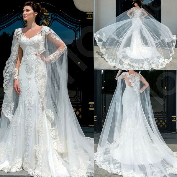2020 wedding cloak bridal lace cape cathedral length lady evening prom long plus wrap wedding accessories, White
2020 wedding cloak bridal lace cape cathedral length lady evening prom long plus wrap wedding accessories, White