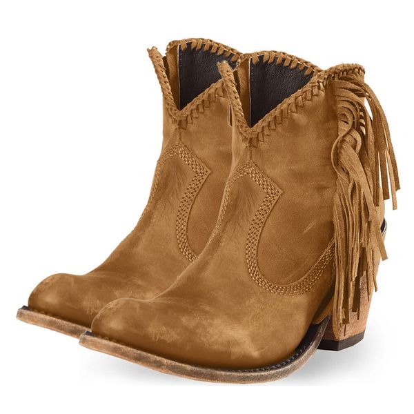 womens flat round-toe leather casual shoe low-heeled non-slip tassel ankle boots, Black
womens flat round-toe leather casual shoe low-heeled non-slip tassel ankle boots, Black