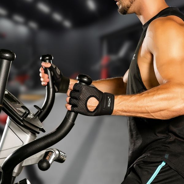 half finger glove breathable gym gloves dumbbell weight lifting body building anti-slip/ fitness training workout glove, Black;gray 
half finger glove breathable gym gloves dumbbell weight lifting body building anti-slip/ fitness training workout glove, Black;gray