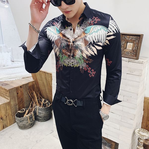men shirt brand new 2019 long sleeve black shirt men digital print slim fit casual shirts party dress 3xl, White;black
men shirt brand new 2019 long sleeve black shirt men digital print slim fit casual shirts party dress 3xl, White;black