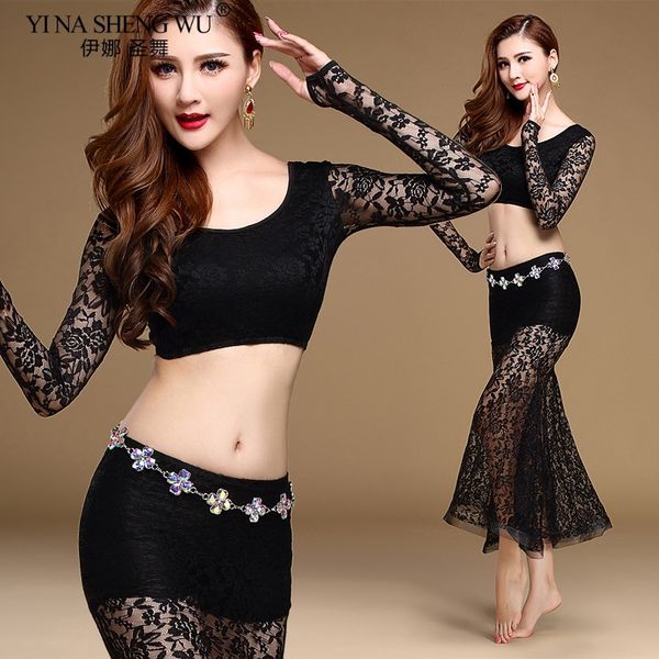 stage wear women lady belly dance costume set skirt dancer performance practice clothes lace sling split long skirt, Black;red
stage wear women lady belly dance costume set skirt dancer performance practice clothes lace sling split long skirt, Black;red