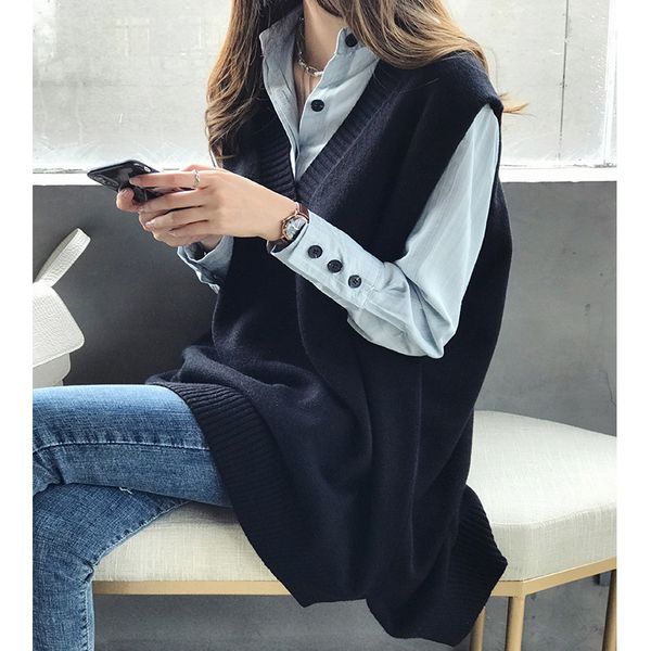 winter sweater women knitted vest 2019 new office lady winter clothes women knitwear chic loose v-neck knit vest sweater, Black;white
winter sweater women knitted vest 2019 new office lady winter clothes women knitwear chic loose v-neck knit vest sweater, Black;white