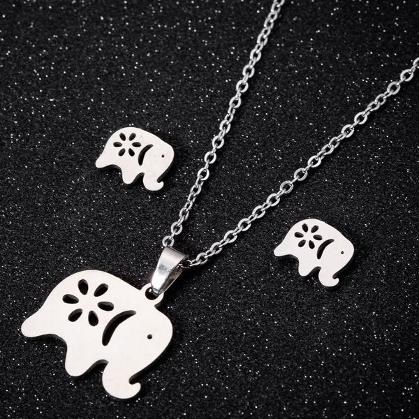 cute silver color lucky elephant pendant necklace stainless steel jewelry set animal stud earrings for women girl birthday gift
cute silver color lucky elephant pendant necklace stainless steel jewelry set animal stud earrings for women girl birthday gift