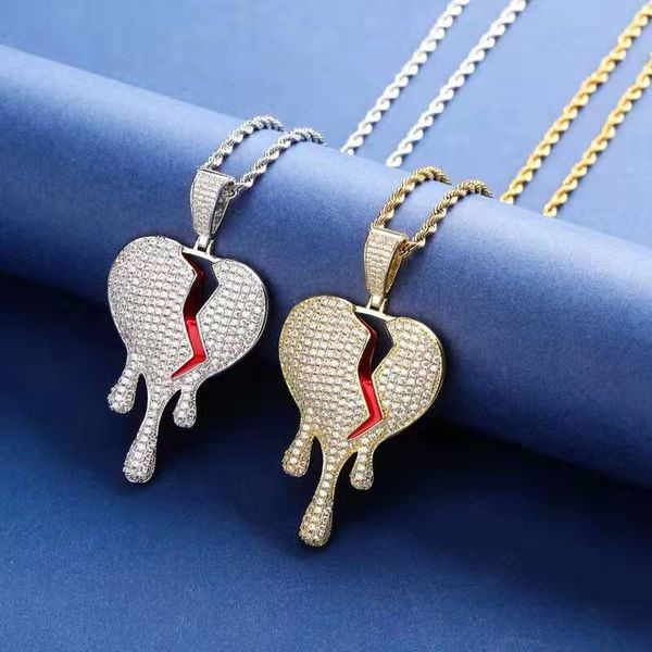iced out broken heart pendant necklace for men women luxury designer bling diamond gold silver pendants 18k gold plated love jewelry gift
iced out broken heart pendant necklace for men women luxury designer bling diamond gold silver pendants 18k gold plated love jewelry gift