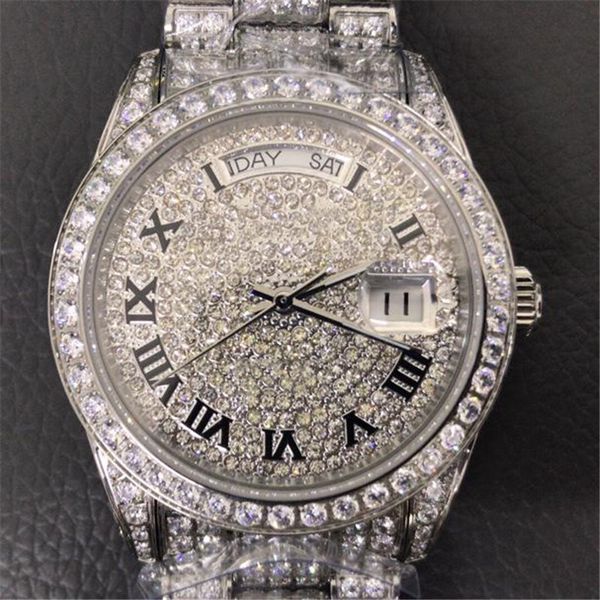 full diamond 41mm 18k luxury watch automatic movement mens watches designer wristwatches 316 stainless steel montre de luxe, Slivery;brown
full diamond 41mm 18k luxury watch automatic movement mens watches designer wristwatches 316 stainless steel montre de luxe, Slivery;brown