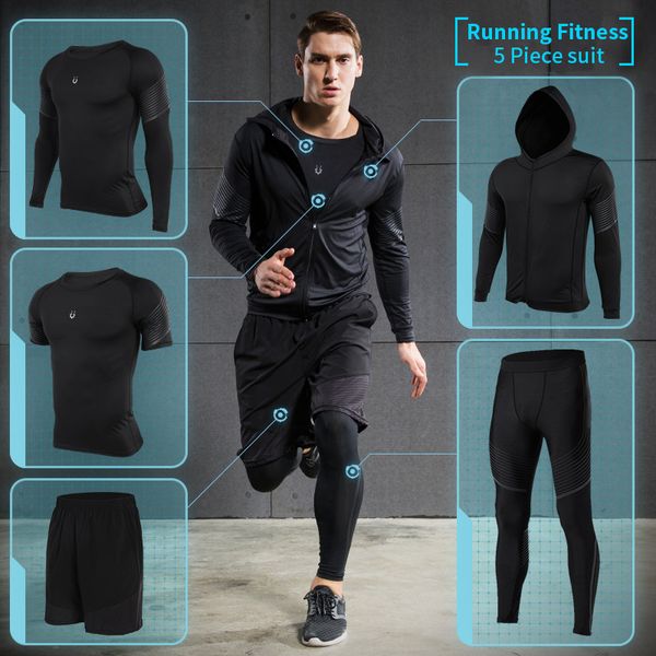 vansydical mens running suits compression tights shirt hooded fitnessorts 5pcs set tracksuits gym jogging men running sportswear, Black;blue
vansydical mens running suits compression tights shirt hooded fitnessorts 5pcs set tracksuits gym jogging men running sportswear, Black;blue