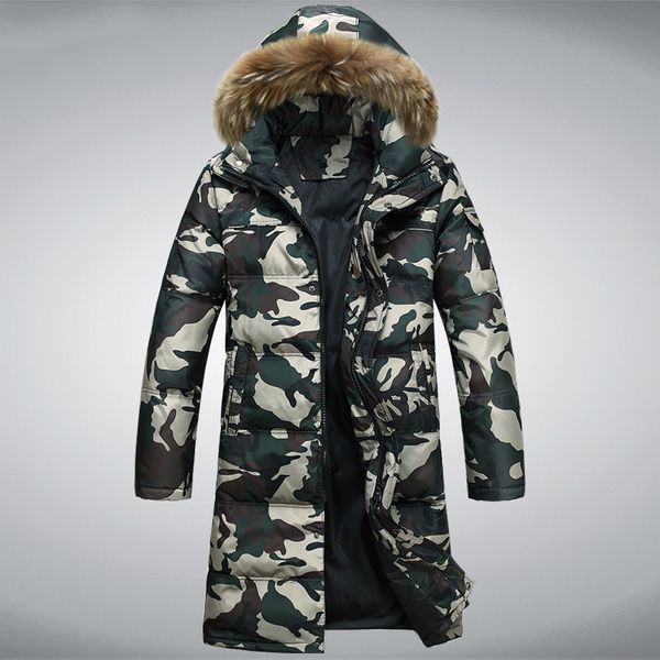 men plus size winter camouflage duck down jacket men's long coat man fur collar parka casaco masculino kj692, Black
men plus size winter camouflage duck down jacket men's long coat man fur collar parka casaco masculino kj692, Black