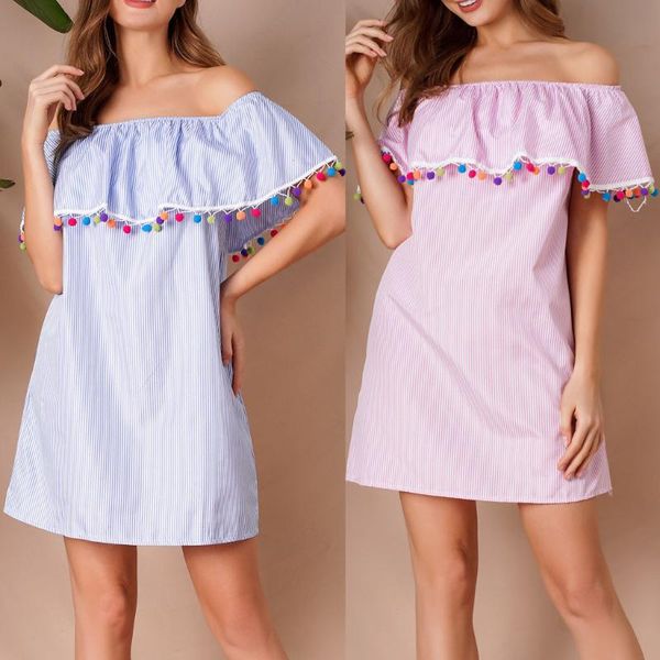 dress fashion women off shoulder stripe ruffles solid casual dress summer female beach mini party ladies vestidos 40#, Black;gray
dress fashion women off shoulder stripe ruffles solid casual dress summer female beach mini party ladies vestidos 40#, Black;gray