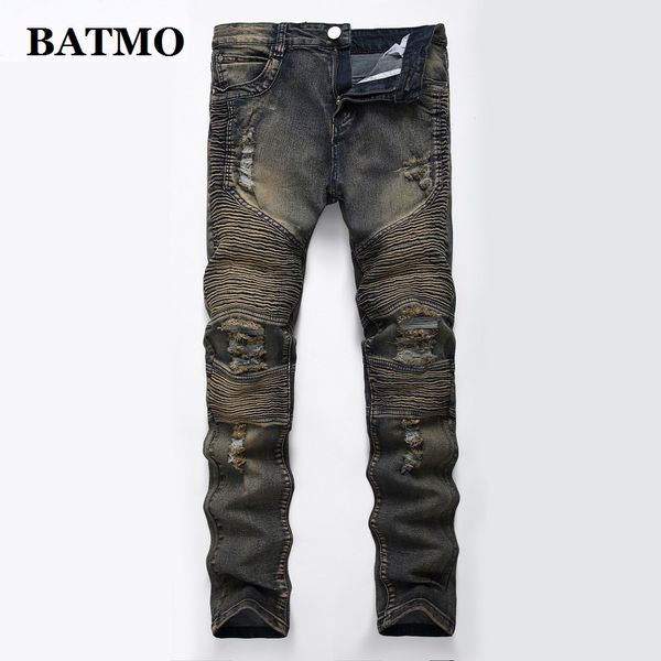 batmo 2019 new arrival pleated jeans men elastic men's holes jeans slim male cotton high steet pants ,4030, Blue
batmo 2019 new arrival pleated jeans men elastic men's holes jeans slim male cotton high steet pants ,4030, Blue