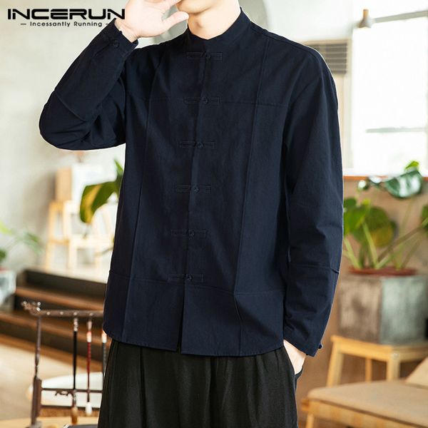 incerun traditional harajuku men solid long sleeve collar shirt fashion joker buckle retro streetwear casual cotton mens blouse, White;black
incerun traditional harajuku men solid long sleeve collar shirt fashion joker buckle retro streetwear casual cotton mens blouse, White;black