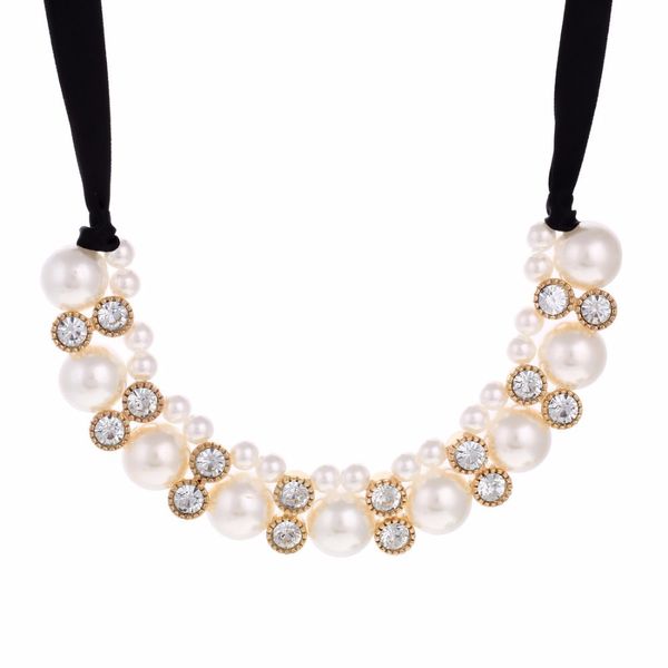 kmvexo imitation pearl chokers necklace white black beads rhinestone ribbon necklaces&pendants statement necklace for women 2018, Golden;silver
kmvexo imitation pearl chokers necklace white black beads rhinestone ribbon necklaces&pendants statement necklace for women 2018, Golden;silver