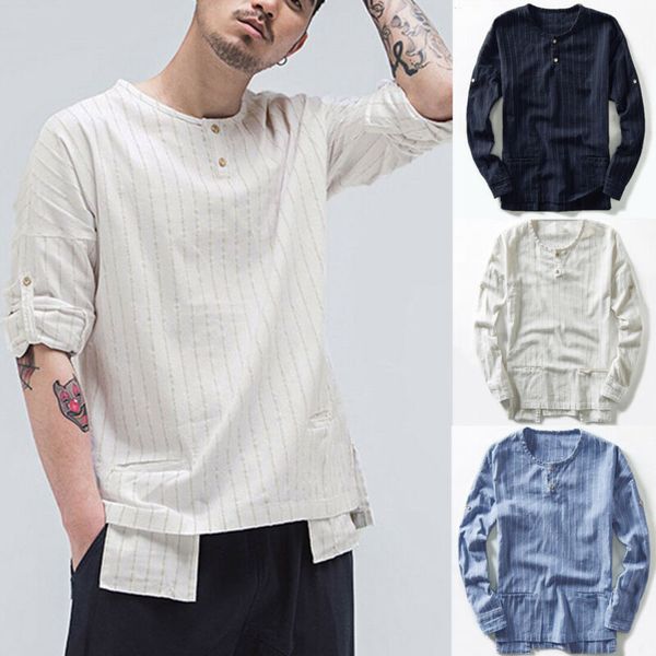 brand new men cotton linen irregular long sleeve loose v neck t-shirt button stripe loose autumn casual fashion 2019, White;black
brand new men cotton linen irregular long sleeve loose v neck t-shirt button stripe loose autumn casual fashion 2019, White;black