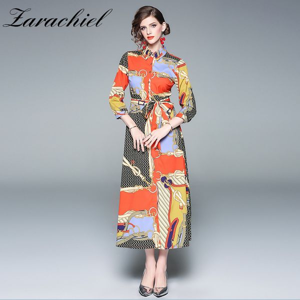 fashion designer long dress 2019 spring women's turn down collar single-breasted chain pattern printing vintage belted dress, Black;gray
fashion designer long dress 2019 spring women's turn down collar single-breasted chain pattern printing vintage belted dress, Black;gray