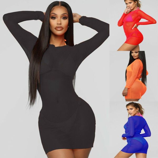 hirigin women solid mesh bikini cover up swimwear suit bathing summer beach smock dress, Black;gray
hirigin women solid mesh bikini cover up swimwear suit bathing summer beach smock dress, Black;gray