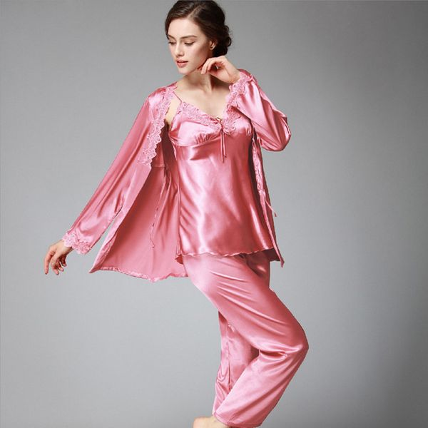 ladies luxury pajamas suspenders long-sleeved nightgown three-piece sleepcoat set solid color pajamas suit 5 colors, Black;red
ladies luxury pajamas suspenders long-sleeved nightgown three-piece sleepcoat set solid color pajamas suit 5 colors, Black;red