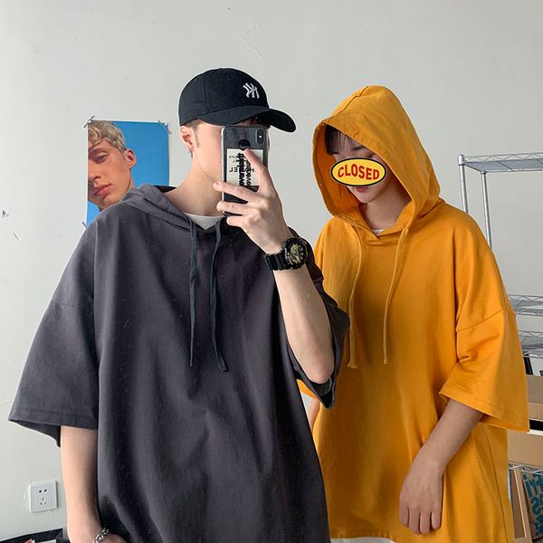 cotton hooded t shirt men's fashion solid color casual short-sleeved t-shirt men streetwear wild loose t-shirt summer m-2xl, White;black
cotton hooded t shirt men's fashion solid color casual short-sleeved t-shirt men streetwear wild loose t-shirt summer m-2xl, White;black