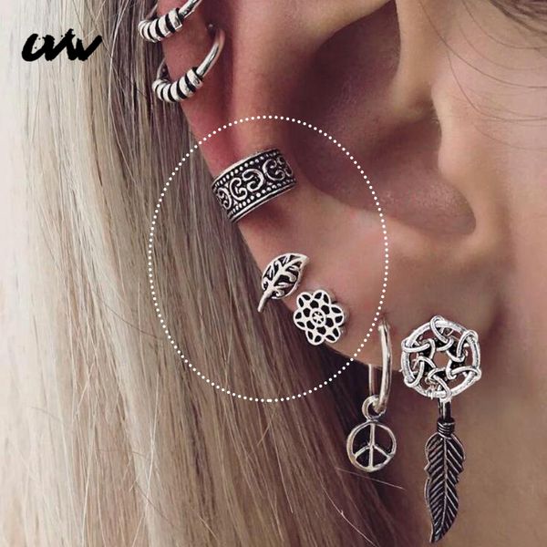 2pc vintage silver 316l steel ear cuff boho cartilage earrings studs leaf lobe tragus helix piercing jewelrys for women uvw264, Golden;silver
2pc vintage silver 316l steel ear cuff boho cartilage earrings studs leaf lobe tragus helix piercing jewelrys for women uvw264, Golden;silver