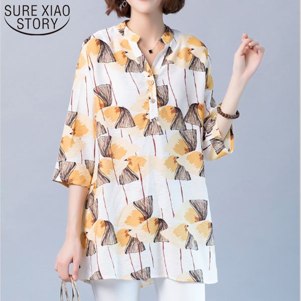 2019 floral print women blouse fashion women blouses shirts plus size short sleeve summer blouses 3820 50, White
2019 floral print women blouse fashion women blouses shirts plus size short sleeve summer blouses 3820 50, White
