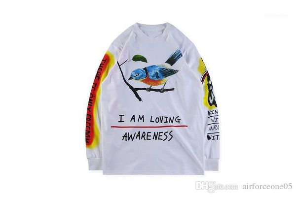 mens spring skull bird printed long sleeved kanye west wes lang t-shirt, White;black
mens spring skull bird printed long sleeved kanye west wes lang t-shirt, White;black