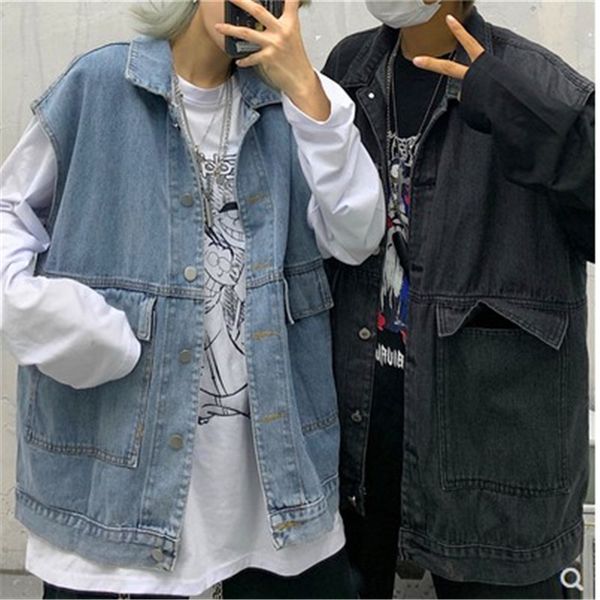 women's vests spring and autumn vintage overalls sleeveless vest lovers jacket loose over the denim girl fashion, Black;white
women's vests spring and autumn vintage overalls sleeveless vest lovers jacket loose over the denim girl fashion, Black;white