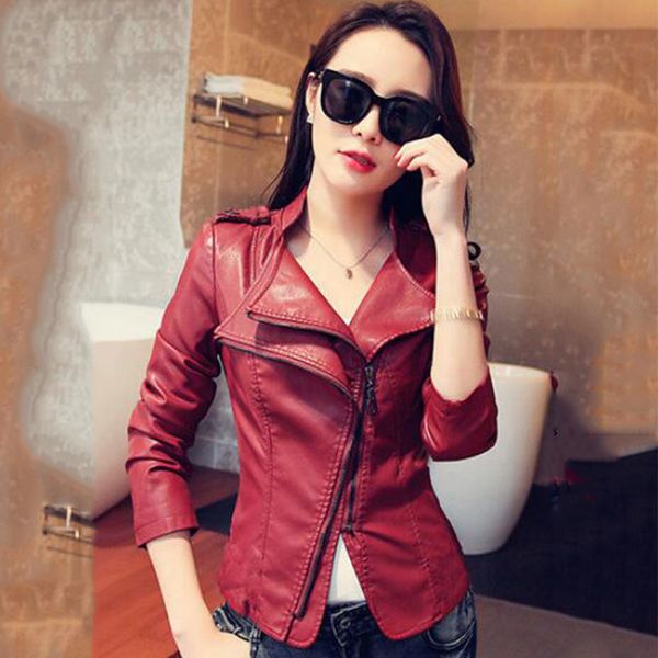 2019 turn down collar women autumn leather jacket ladies slim thin outwear pu coat casaco feminino, Black
2019 turn down collar women autumn leather jacket ladies slim thin outwear pu coat casaco feminino, Black