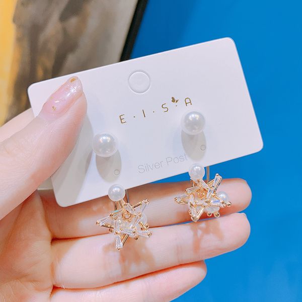 korean fashion exquisite zircon hollow pentagram imitation pearl earrings temperament sweet girl women's jewelry accessories, Silver
korean fashion exquisite zircon hollow pentagram imitation pearl earrings temperament sweet girl women's jewelry accessories, Silver