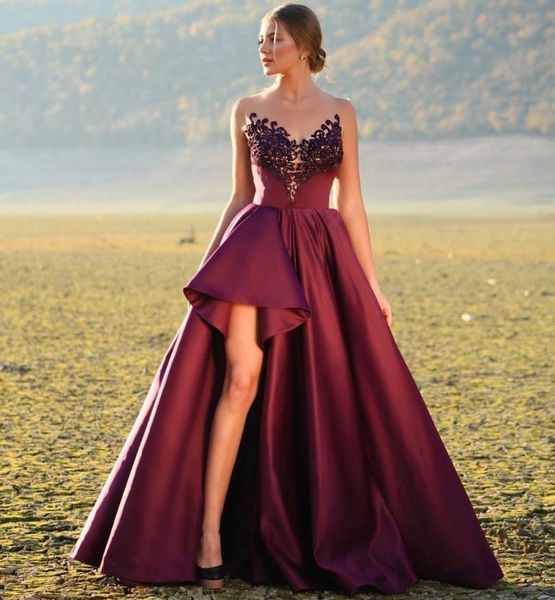 chic burgundy beaded prom dresses sheer bateau neck side split evening gowns sweep tran vestidos de fiesta satin formal dress, Black
chic burgundy beaded prom dresses sheer bateau neck side split evening gowns sweep tran vestidos de fiesta satin formal dress, Black