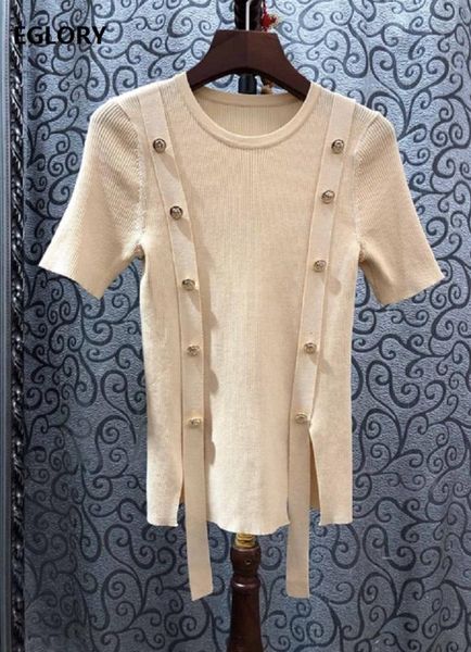 высокое качество tops 2020 spring summer casual перемычка женщины золотой кнопки deco с коротким рукавом абрикос черный трикотажная свитеры, White;black
высокое качество tops 2020 spring summer casual перемычка женщины золотой кнопки deco с коротким рукавом абрикос черный трикотажная свитеры, White;black