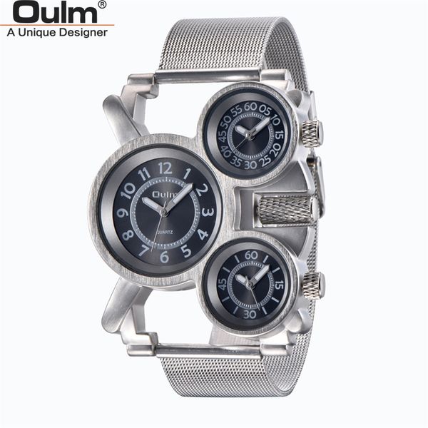 oulm male watch mesh steel casual sport watches three time zone men's quartz wristwatch ht1167 relogio masculino, Slivery;brown
oulm male watch mesh steel casual sport watches three time zone men's quartz wristwatch ht1167 relogio masculino, Slivery;brown