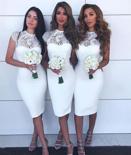 country style knee length short bridesmaid dresses jewel cap sleeves lace and satin mermaid prom dress wedding guest dress bm0935, White;pink
country style knee length short bridesmaid dresses jewel cap sleeves lace and satin mermaid prom dress wedding guest dress bm0935, White;pink
