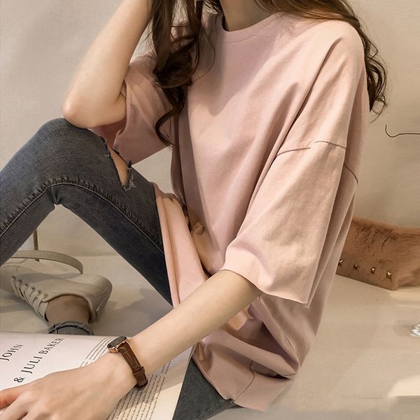 2019 summer women's t-shirt new candy color t-shirt female short-sleeved students loose korean ins half-sleeved clothes, White
2019 summer women's t-shirt new candy color t-shirt female short-sleeved students loose korean ins half-sleeved clothes, White