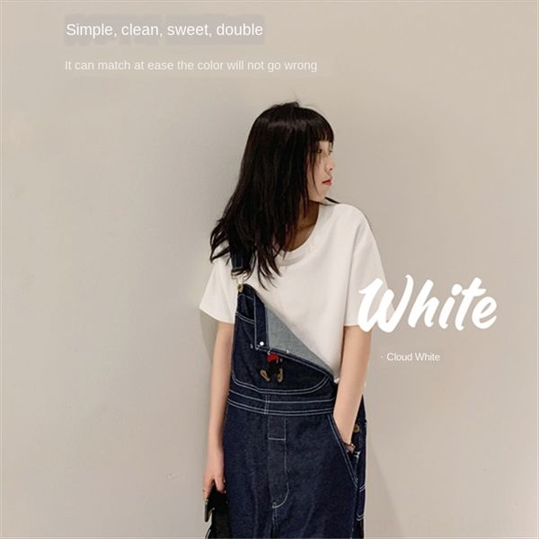 du xiaozhai summer high waist universal immortal t-shirt texture cotton versatile fashion thin solid color casual short sleeves, White
du xiaozhai summer high waist universal immortal t-shirt texture cotton versatile fashion thin solid color casual short sleeves, White