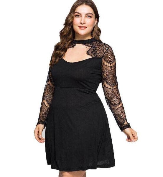 6xl women summer black lace dresses crew neck a line knee length female clothing fashion plus size casual apparel, Black;gray
6xl women summer black lace dresses crew neck a line knee length female clothing fashion plus size casual apparel, Black;gray