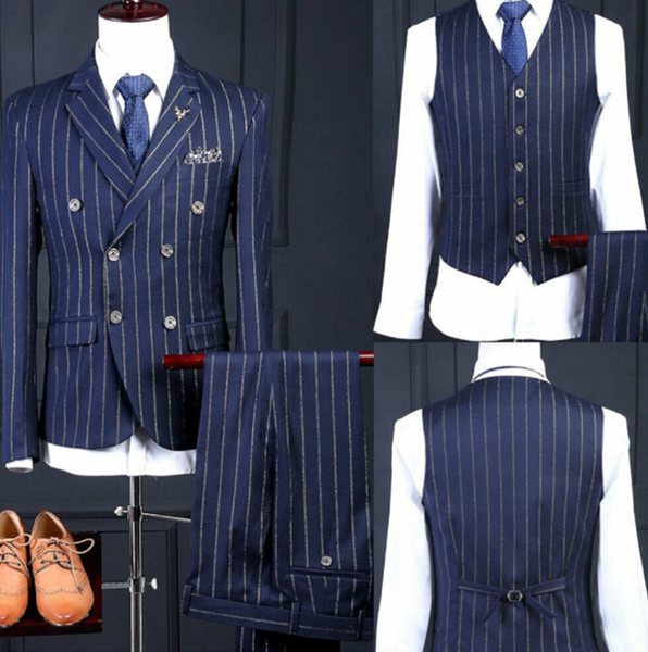 mens suits navy blue 3 piece (coat+vest+pants) notch lapel costume homme business striped cotton blend suit, White;black
mens suits navy blue 3 piece (coat+vest+pants) notch lapel costume homme business striped cotton blend suit, White;black
