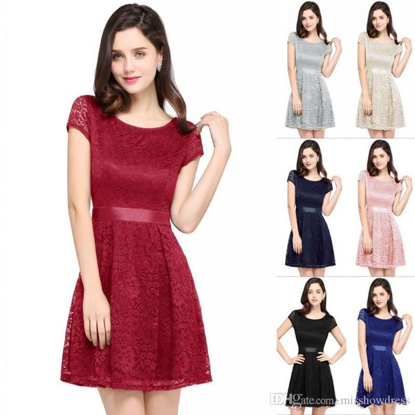 black short sleeves lace knee length party dresses 2020 lace bow sash crew neck formal club dress robe de cocktail prom gown cps627
black short sleeves lace knee length party dresses 2020 lace bow sash crew neck formal club dress robe de cocktail prom gown cps627