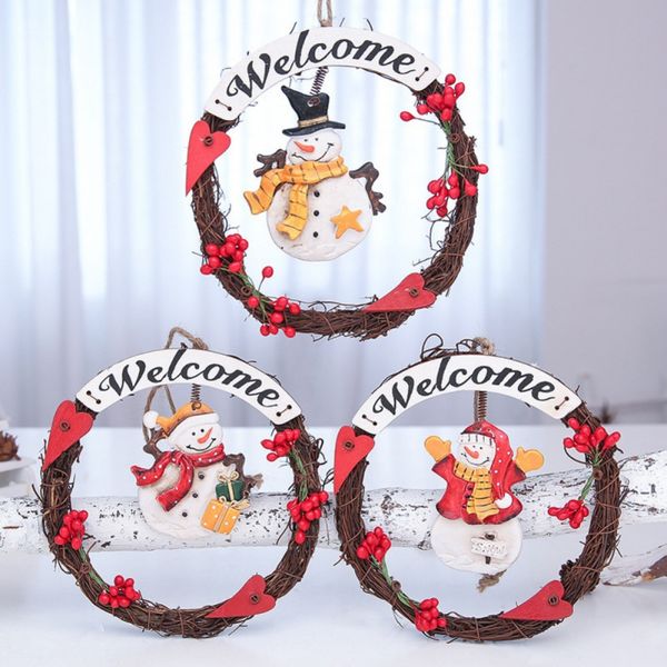 

welcome merry christmas wreath hanging sign front door pendant holiday display decorations christmas drop ornaments