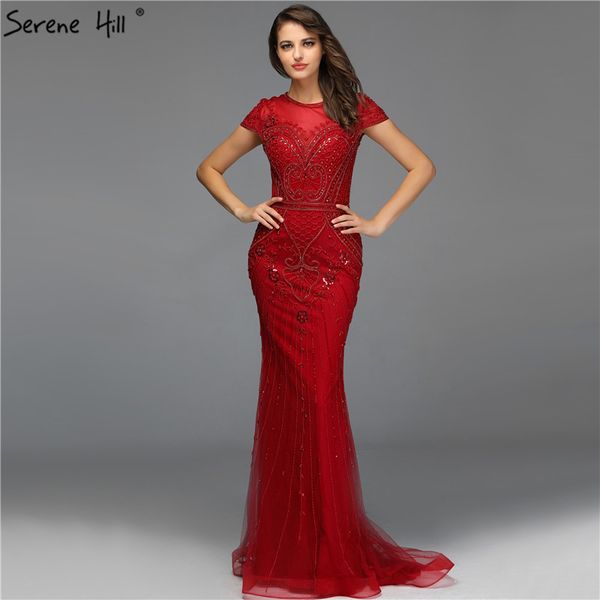 dubai red short sleeve mermaid design evening dresses beading diamond luxury o-neck evening gowns 2019 serene hill la70152, White;black
dubai red short sleeve mermaid design evening dresses beading diamond luxury o-neck evening gowns 2019 serene hill la70152, White;black
