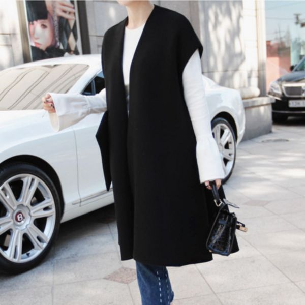 deat 2018 new korean fashion women clothes loose over coat sleeveless v-neck drop-shoulder open stitch female vest wb15801, Black
deat 2018 new korean fashion women clothes loose over coat sleeveless v-neck drop-shoulder open stitch female vest wb15801, Black