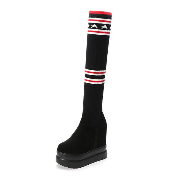 preto branco women platform sock boots black knee high women boots thin leg elastic knitting thick soled heels zyw-188-2
preto branco women platform sock boots black knee high women boots thin leg elastic knitting thick soled heels zyw-188-2